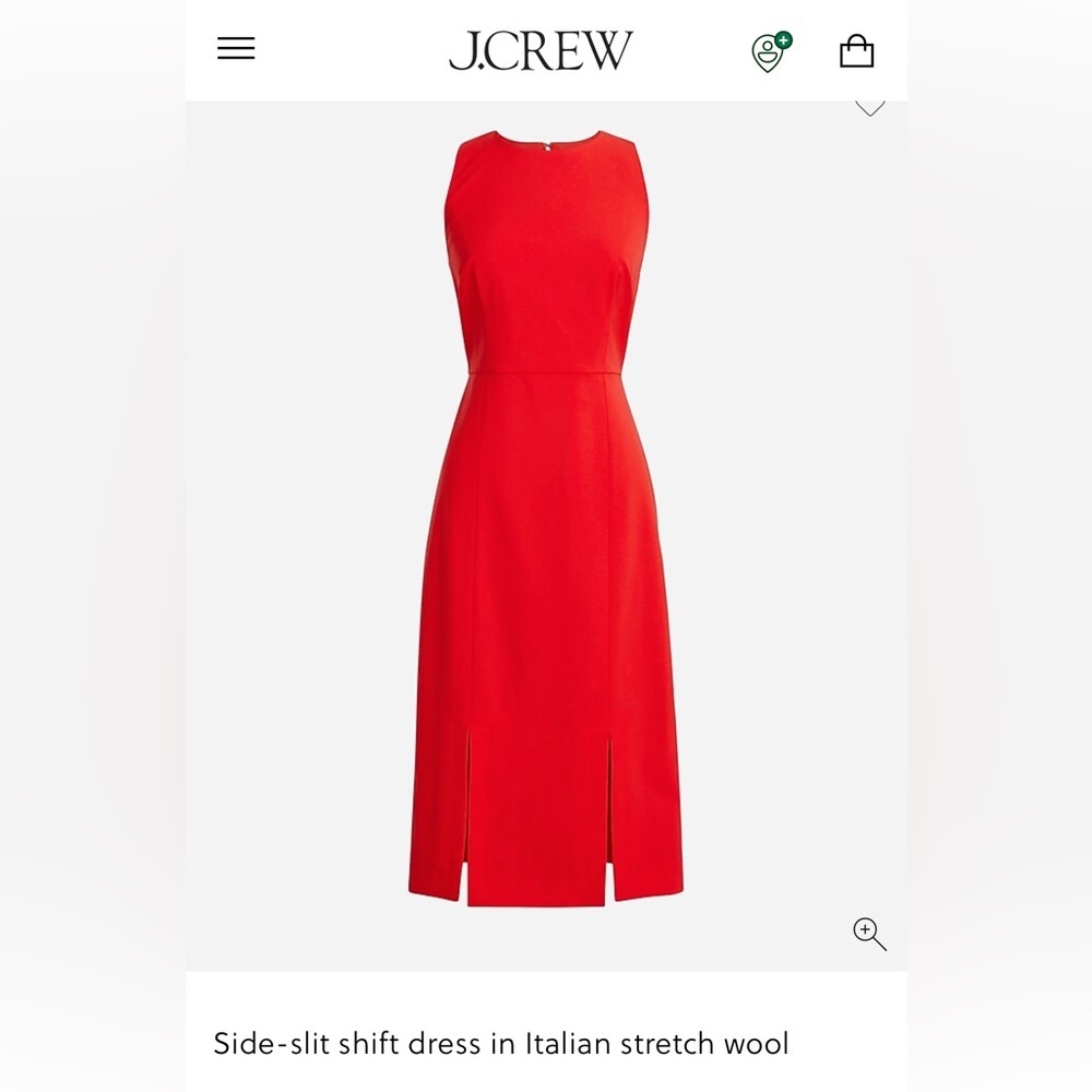 J. Crew Bright Red Sleeveless Midi Shift Dress